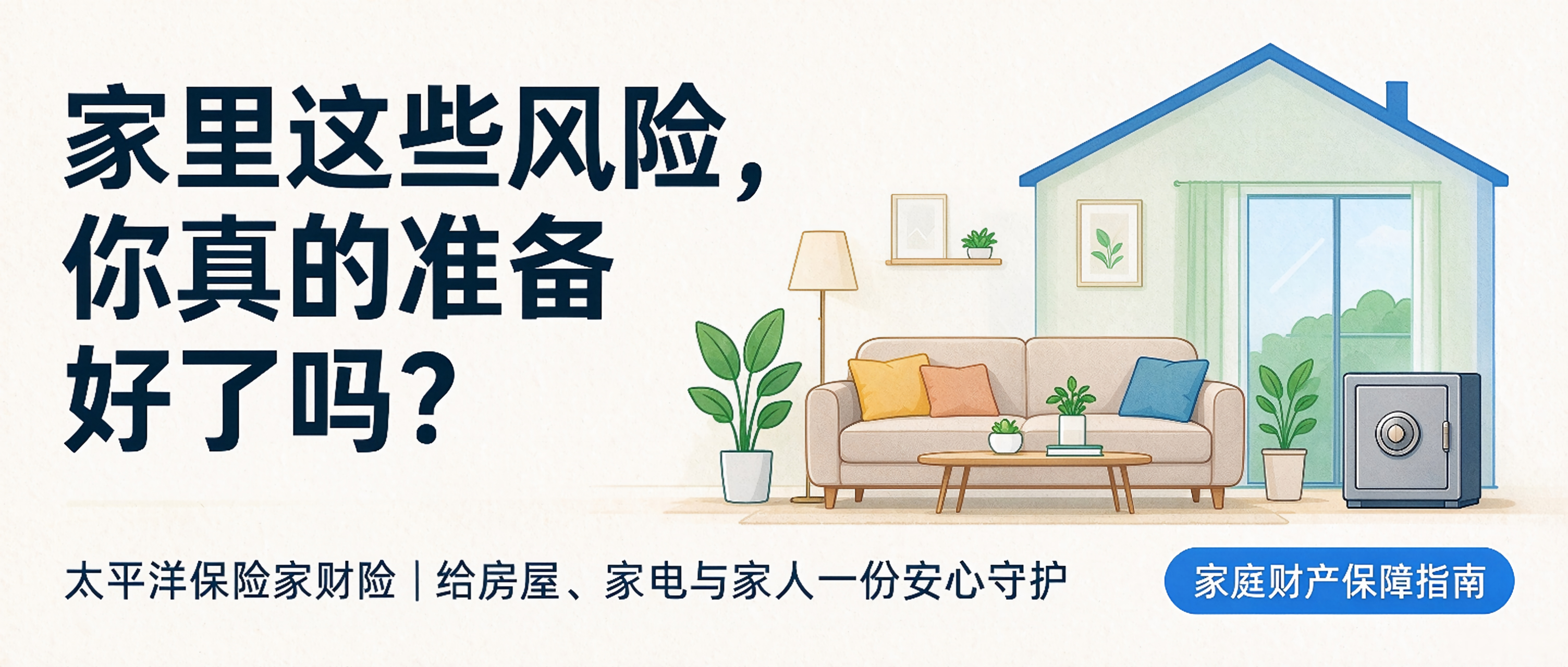 家里这些风险，你真的准备好了吗？太平洋保险家财险，给房屋、家电与家人一份安心守护